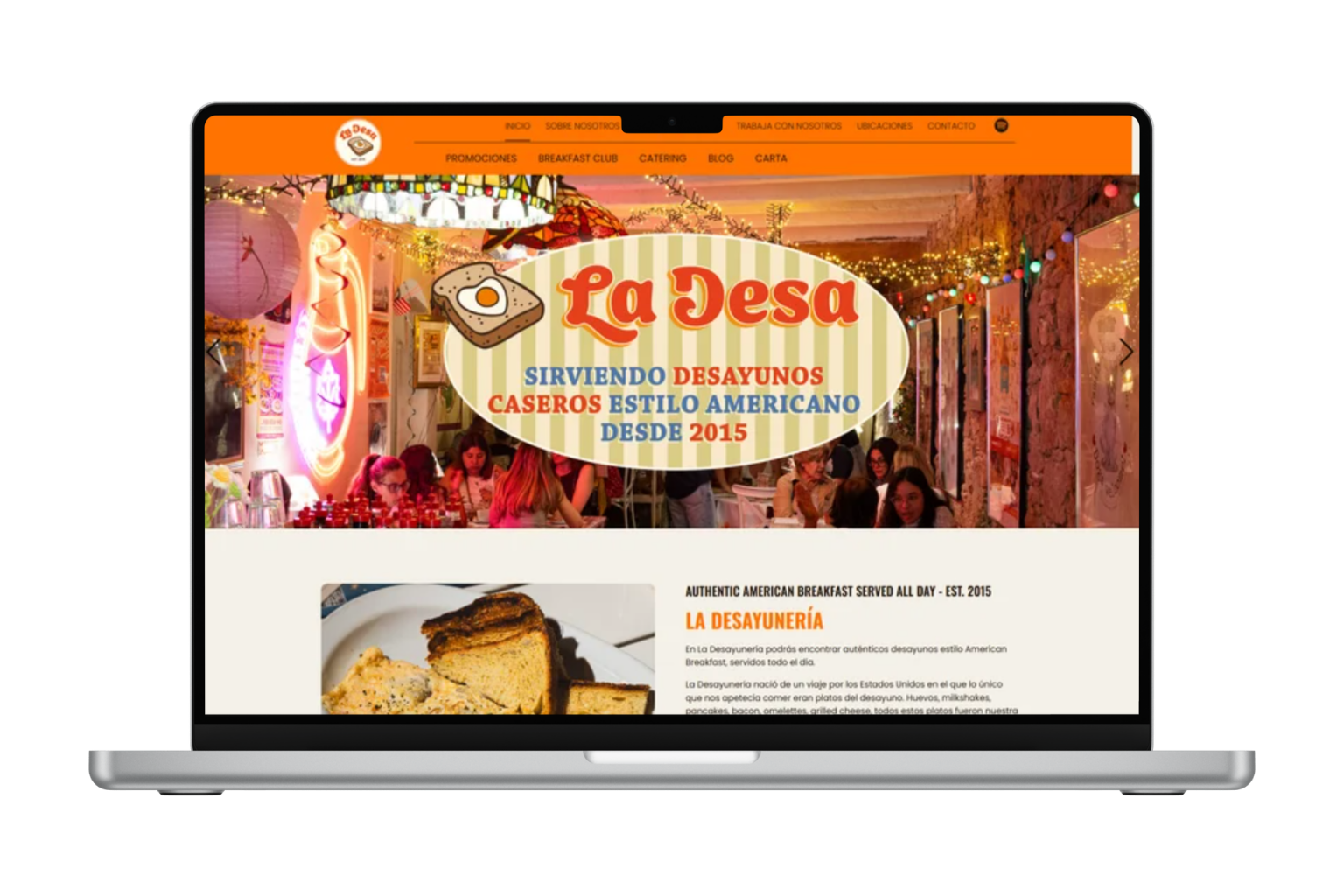 Diseño y desarrollo web de La Desayunería