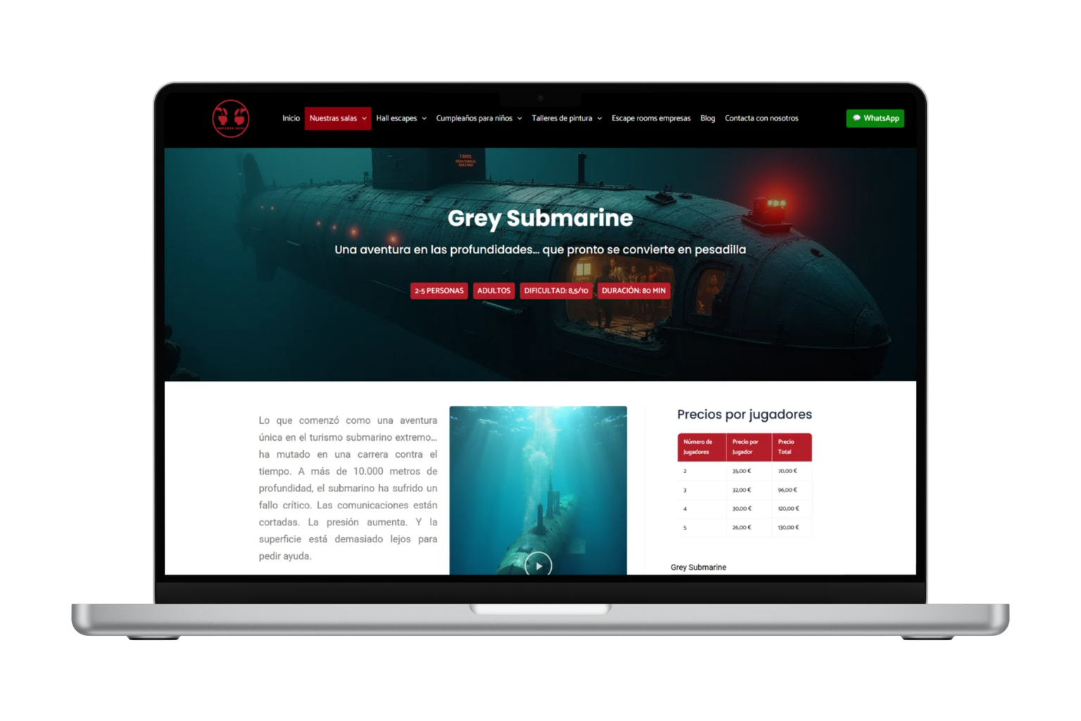 Diseño y desarrollo web de Materia Gris